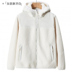 三极户外（Tri-polar）绒抓绒衣男女款秋冬加绒加厚户外保暖摇粒绒女士开衫外套TP8332 象牙白(尺码可选)单位：件