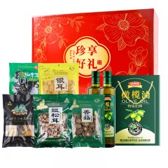 川珍 山珍菌菇粮油组合 珍享好礼礼盒1710g/盒 橄榄油菌汤包木耳香菇银耳礼盒 食用菌火锅食材煲汤材料