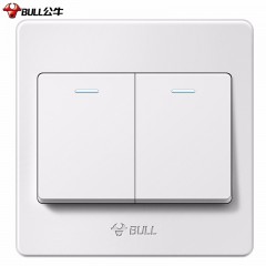 公牛开关插座 二开双控开关面板 86型墙壁插座 多用电源暗装2开多联G07K212C白 单位：个 10个起订