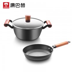 康巴赫林格斯特精铁两件套煎锅30cm汤锅24cm电磁炉明火通用厨具套装 煎锅30cm+汤锅24cm 单位：套
