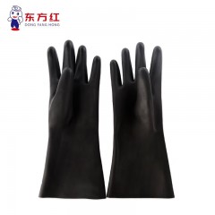东方红 好友系列耐酸碱工业橡胶手套加厚乳胶防化防水防腐蚀 短袖35cm 单位：双