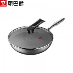 康巴赫炒锅不粘锅双面花纹316L不锈钢32cm蜂窝锅少油烟平底炒菜锅炒勺 【双面蜂窝】316L炒锅32cm四件套 单位：套