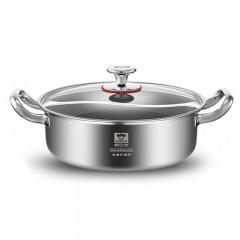 康巴赫304不锈钢直身火锅鸳鸯锅两用锅加厚火锅盆涮锅电磁炉燃气灶通用 30cm鸳鸯火锅 单位：个