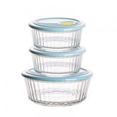 可美瑞特 创意保鲜盒家用玻璃保鲜碗水果冰箱收纳盒水木年华三件套 单位：套