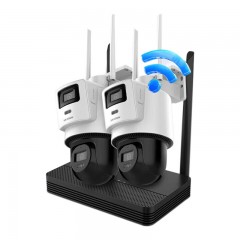 HIKVISION海康威视 无线双摄像头监控套装室外WiFi云台360度无死角全彩夜视2路800万防水双向语音512G内存卡 单位“套