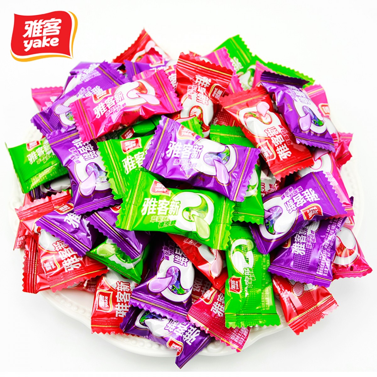 雅客 新q草莓葡萄荔枝软糖 果汁橡皮糖500g 批发散装结婚喜糖果