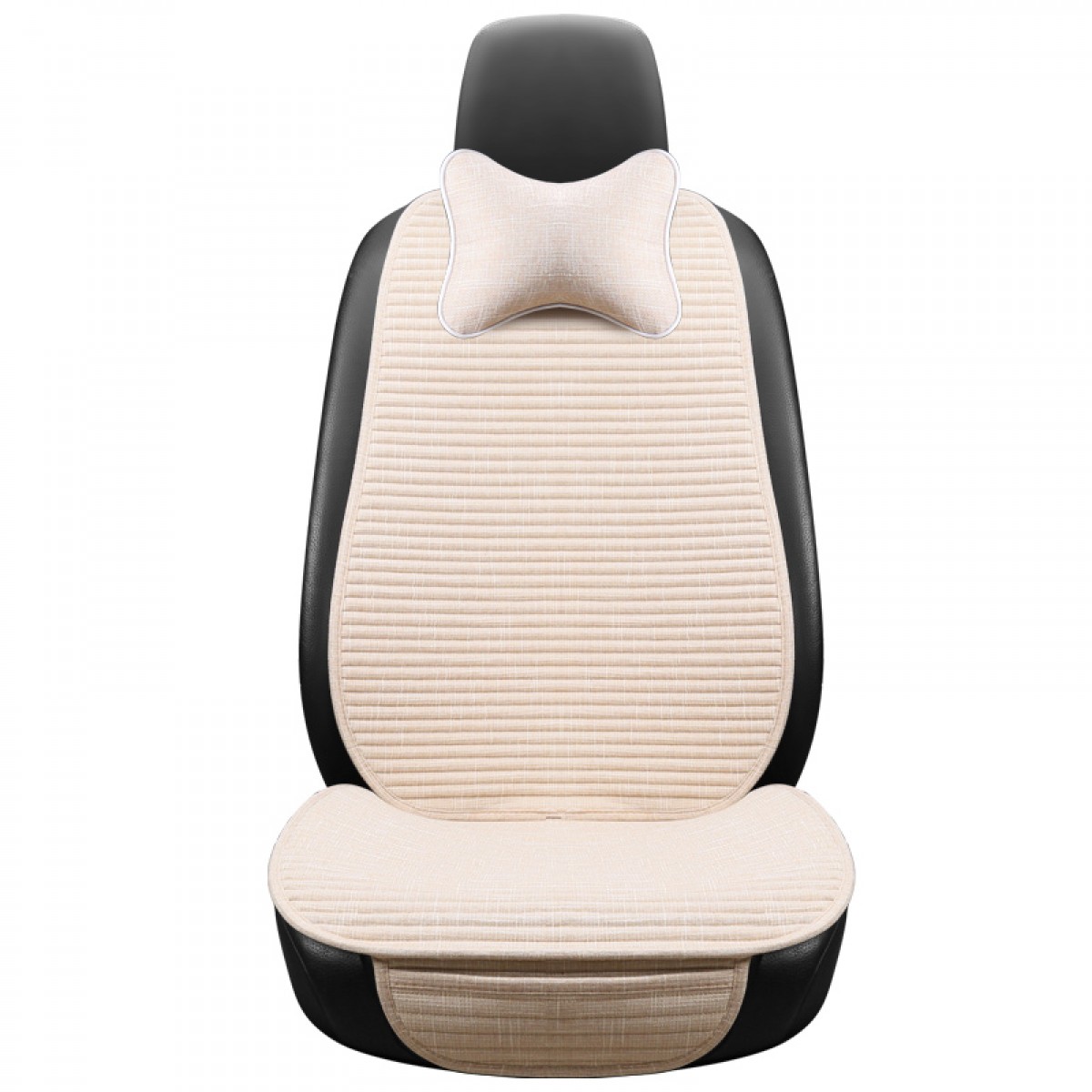 国产夏季小蛮腰汽车坐垫四季通用荞麦壳透气仿亚麻单片座垫