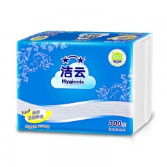 洁云 300张卫生纸压花平板纸巾加韧圆点9包装家用厕纸手纸方包纸