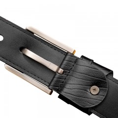 七匹狼 男士针扣皮带黑色 牛皮带 腰带 裤带7A127236000
