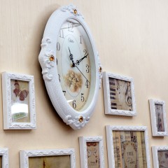 国产 欧式照片墙装饰创意组合相框墙挂墙卧室客厅餐厅相片墙挂墙带钟表