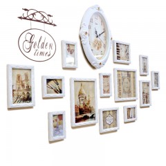 国产 欧式照片墙装饰创意组合相框墙挂墙卧室客厅餐厅相片墙挂墙带钟表