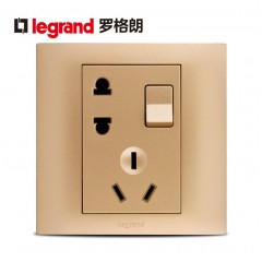 罗格朗 墙壁86型二三插一开五孔带开关的插座面板家用5孔插板