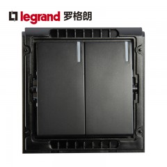罗格朗 黑色二开单控双开面板双联单控家用二位电灯开关2开86型
