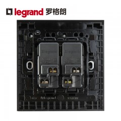 罗格朗 黑色二开单控双开面板双联单控家用二位电灯开关2开86型