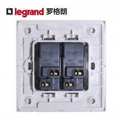 罗格朗 开关插座香槟金开关面板两开墙壁开关二开单控荧光开关tcl