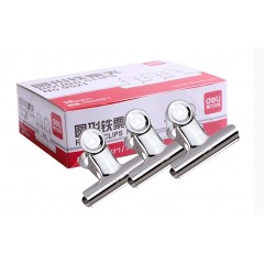 得力 圆形铁票夹9521 报刊资料整理夹子 钢夹 银色 6个装76mm