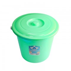 茶花 塑料水桶大号家用桶储水桶带盖洗车桶欧式圆桶34cm