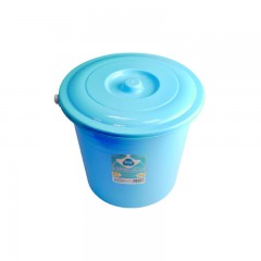 茶花 塑料水桶大号家用桶储水桶带盖洗车桶欧式圆桶34cm