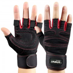JANUS 运动健身手套 器械训练哑铃防滑护手掌 骑行半指手套 JA303