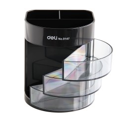 得力 9147多功能笔筒办公商务塑料得力笔座创意时尚收纳