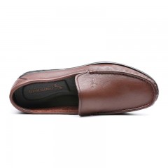 红蜻蜓 男鞋冬季新款真皮休闲皮鞋低跟套脚乐福鞋软面皮老头鞋