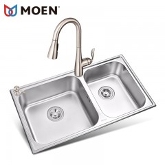 摩恩 大厨房304不锈钢水槽双槽加厚洗碗水池子洗菜盆套餐 28120