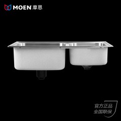 摩恩 304不锈钢加厚厨房水槽双槽套餐水龙头洗菜盆台下洗碗盆水池