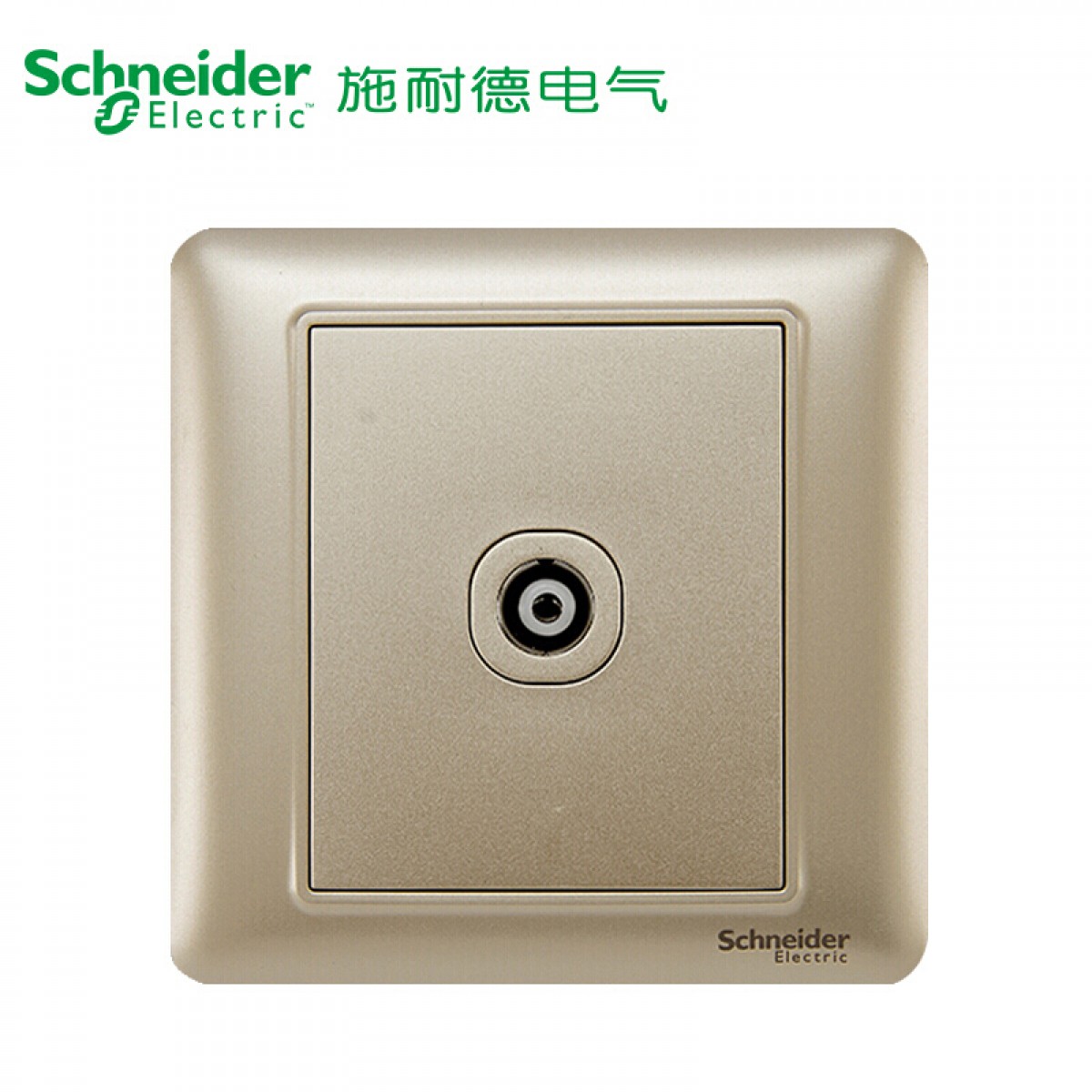 施耐德 金色开关插座面板 暗装高清单频电视插座面板睿意金