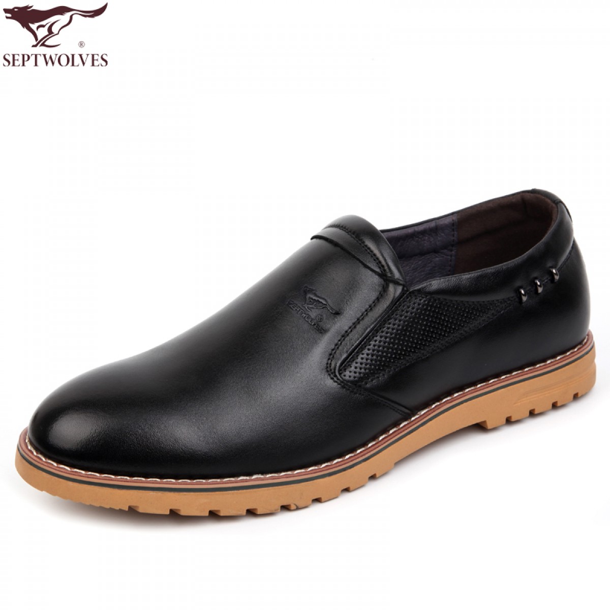 七匹狼 男鞋新款商务休闲黑色头层牛皮男士皮鞋真皮时尚鞋子