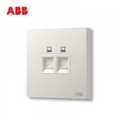 ABB 开关插座无框轩致雅典白墙壁86型插座面板双电脑插座AF332