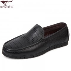 七匹狼 皮凉鞋头层牛皮镂空打孔男士时尚潮流软底软面真皮男鞋