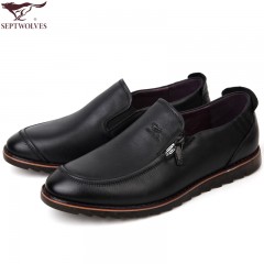 七匹狼 男鞋新款复古头层牛皮男士时尚休闲软底软面真皮皮鞋子
