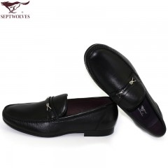 七匹狼 男鞋新款头层牛皮男士时尚日常休闲套脚真皮皮鞋子