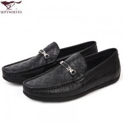 七匹狼 男鞋新款时尚休闲头层牛皮真皮面料线缝包边男士皮鞋子