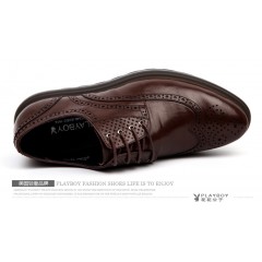 花花公子 男鞋布洛克雕花英伦时尚风格男士鞋软底软面舒适