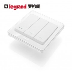 罗格朗 冰莹白三开双控带LED灯指示开关面板三位开关Led指示灯