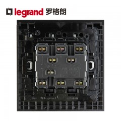 罗格朗 黑色三开双控3开三位双控开关面板86型家用三联双控86型