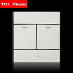 罗格朗 开关插座86型A8雅白双开双控银边 二开双联开关面板