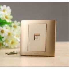 罗格朗 开关插座网线插座电脑插座面板网络插座网口网线盒金色