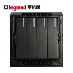 罗格朗 黑色家用四开双控带LED指示灯4开四位四联双控开关面板