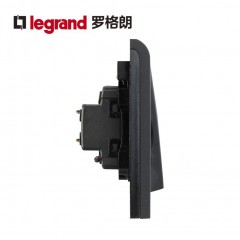 罗格朗 黑色家用四开双控带LED指示灯4开四位四联双控开关面板