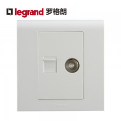 罗格朗 超六类电脑电视插座面板 有线电视线6类千兆网线网络二合一
