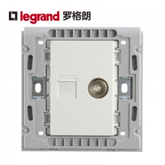 罗格朗 超六类电脑电视插座面板 有线电视线6类千兆网线网络二合一