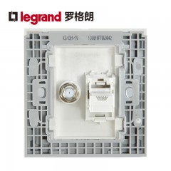 罗格朗 超六类电脑电视插座面板 有线电视线6类千兆网线网络二合一