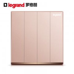 罗格朗 插座十大品牌粉色四位四开单控开关4开四联单控面板逸景