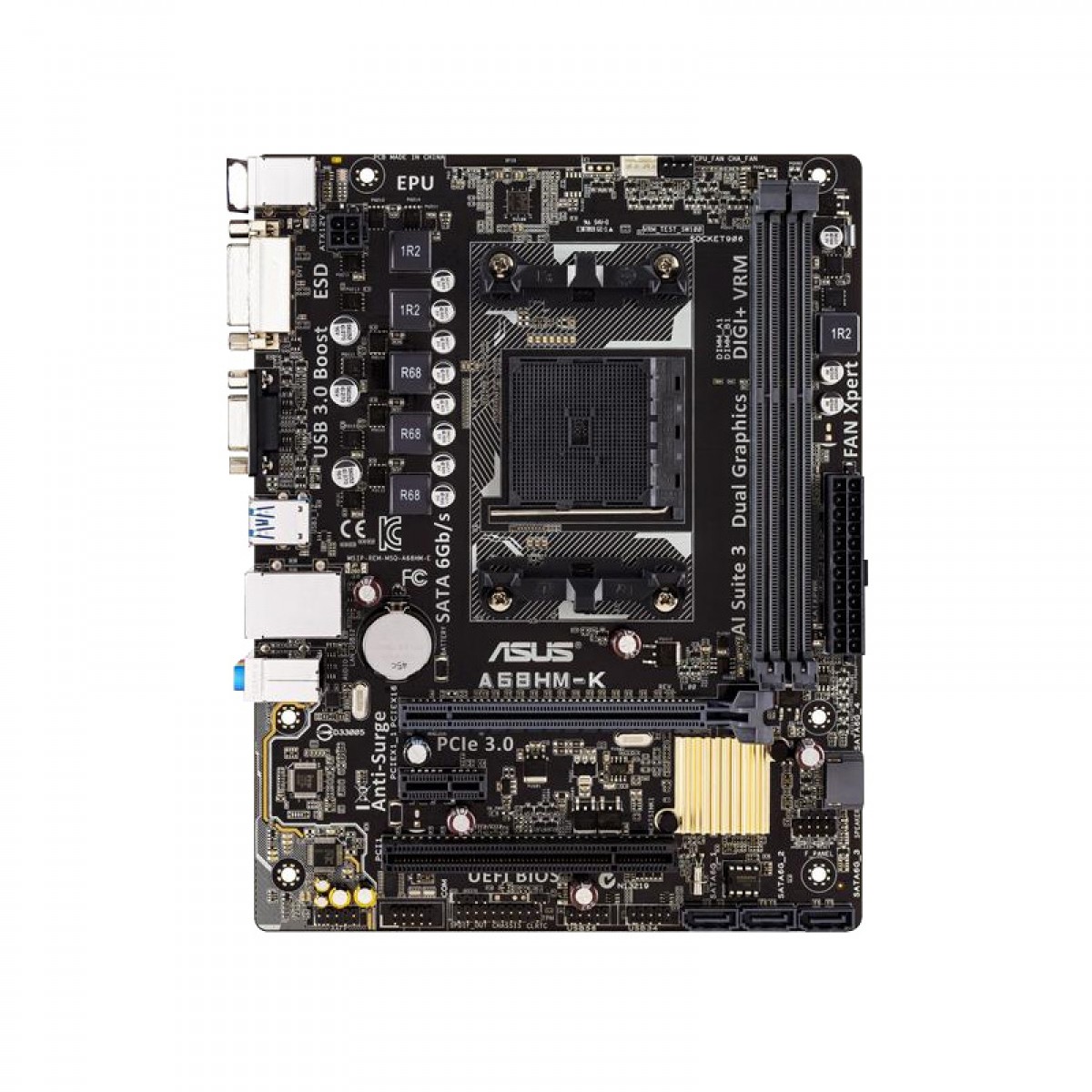 华硕 台式机电脑游戏家用办公主板支持fm2/fm2  amd cpuddr3主板 a68h