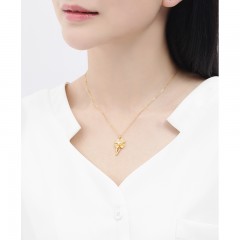 明牌珠宝  黄金吊坠  足金2.41g解语花系列百搭珍珠项坠女AFC0300