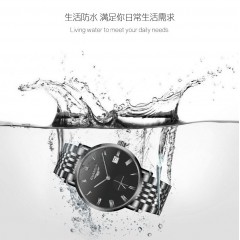 冠琴  手表 全自动机械表时尚潮流男表防水真皮男士超薄款精钢带