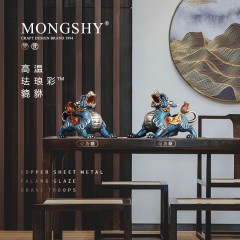 国产  全铜招财镇宅貔貅摆件一对开业礼品办公室摆设商务艺术品雕塑创意