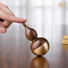 国产 铜师傅 铜木主义《不倒翁葫芦镇纸》 美国黑胡桃 黄铜 木蜡油